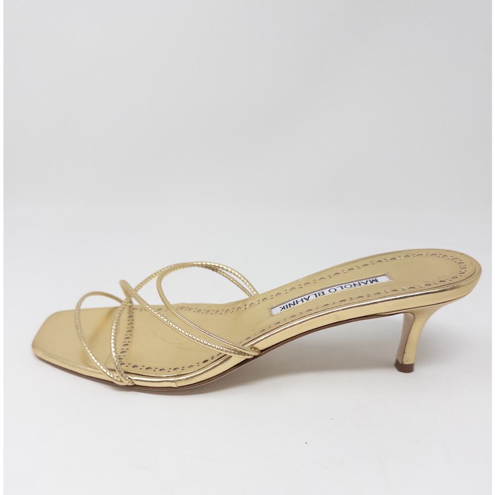 Manolo Blahnik Ninfemu 50mm Gold Strappy Sandals EU 38 / US 8 Heeled